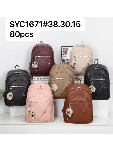 Mochila grande com pompom Feminina Oscar Bolsas Modas