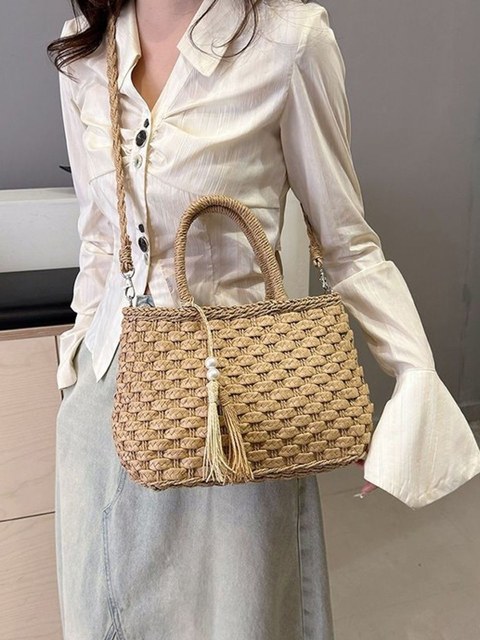 Bolsa palha praia Transversal Femininas Oscar Bolsas Modas