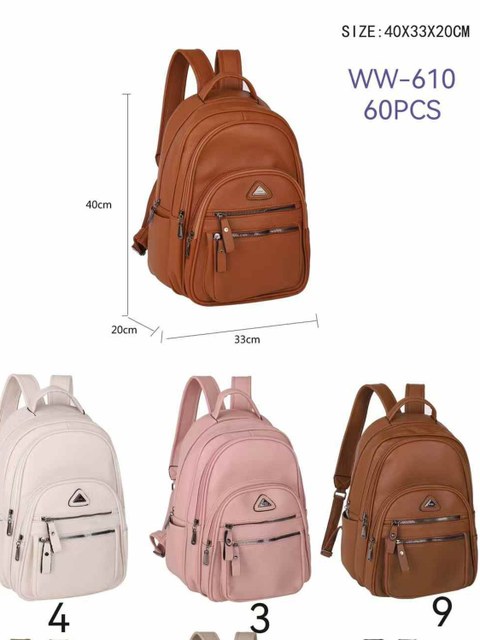Mochila feminina de couro DF118#