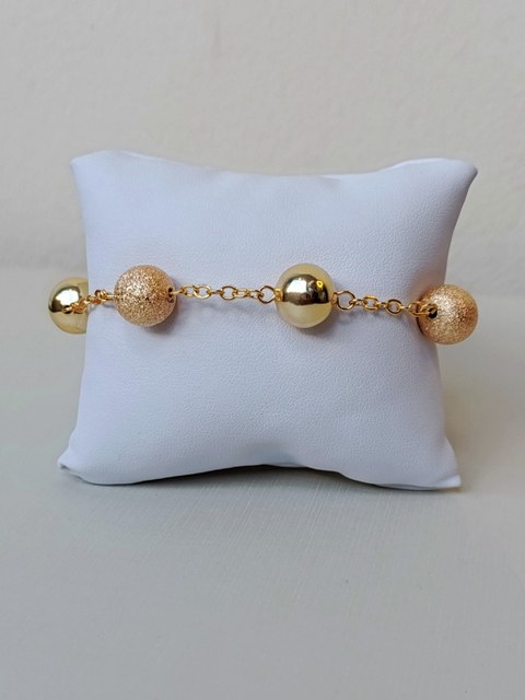 Pulseira com bolinha dourada liso e fosco