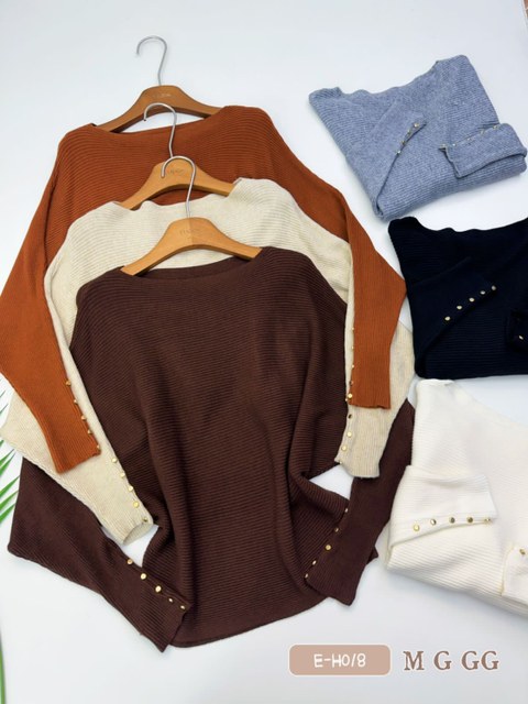 E-H018. Blusa morcego + botão- M G GG - modal ( lãzinha )