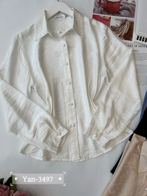 Camisa de linho cetim 3497 Yan modas