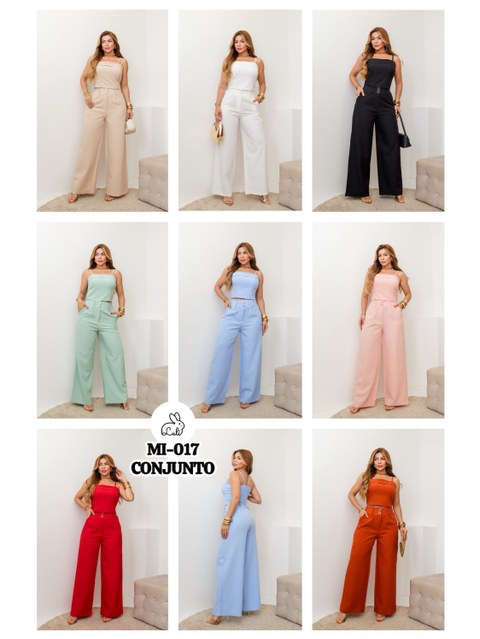 Conjunto Feminino Top e Calça com Elástico/MI-017