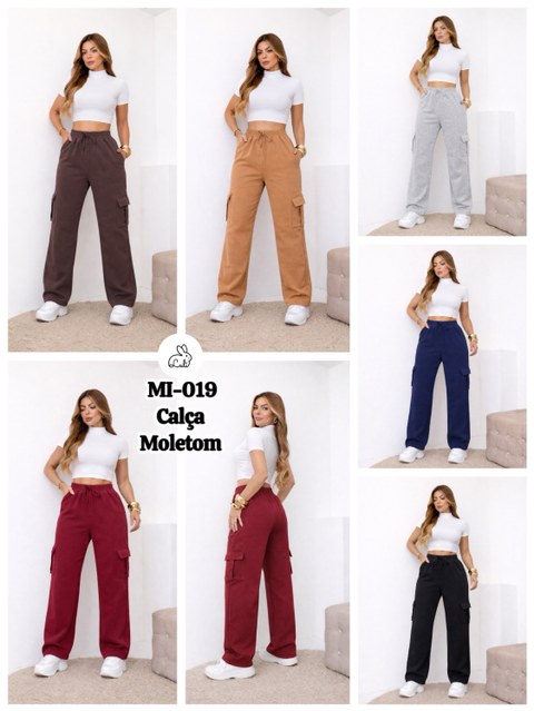 Calça cargo moletom feminino confortável inverno/MI-019