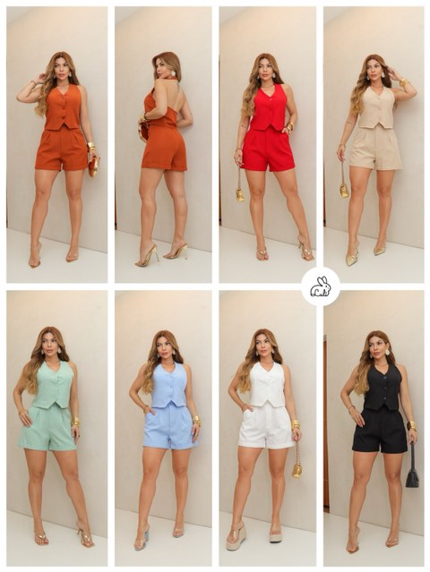 Conjunto Colete Costa Aberta com Short/MI-010