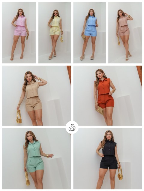 Conjunto Blusa com Short Detalhe Botões na frente/MI-003
