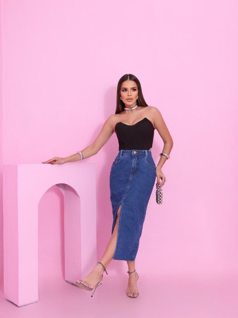 Saia midi jeans