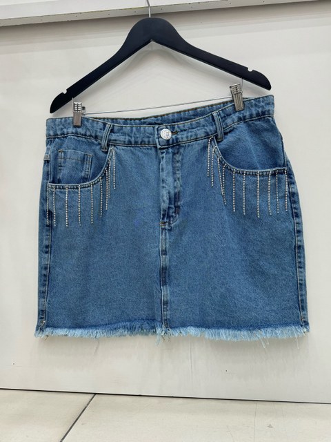Saia jeans feminina plus size frete com brilho