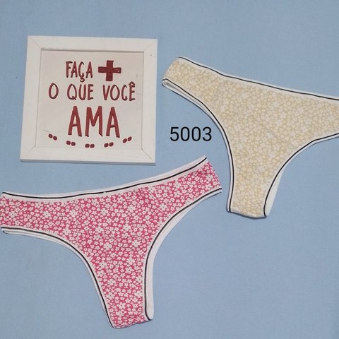 Promoção Afanda:5003-Calcinha tanguinha de algodão com elastano estampado