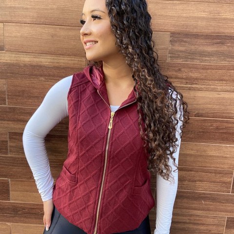 Roupa Feminina Colete Alongado De Malha Plus Size     LA08#