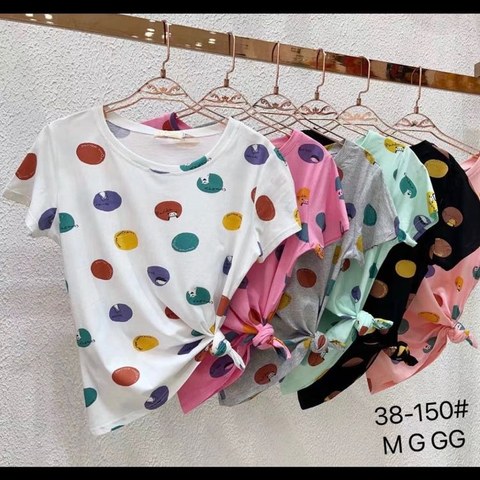 T-shirt feminina estampada-alto-relevo de algodão importado