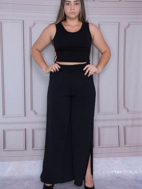 Calça Pantalona com Fenda Promocão por Tempo Limitado