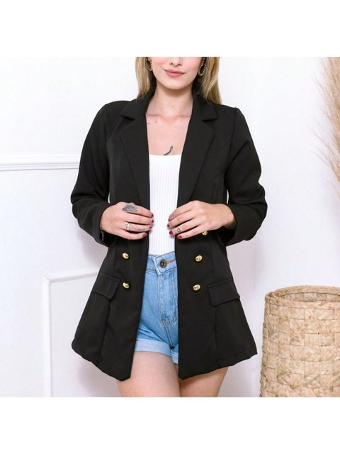 Blazer Feminina Alfaiataria Casaco Social Com Botão Tendências