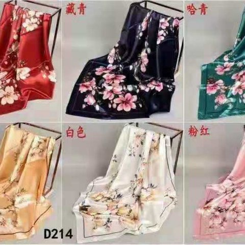 Kit12 lenço cetim seda elegante multiuso cachecol bandana atacado variados cores estampadas