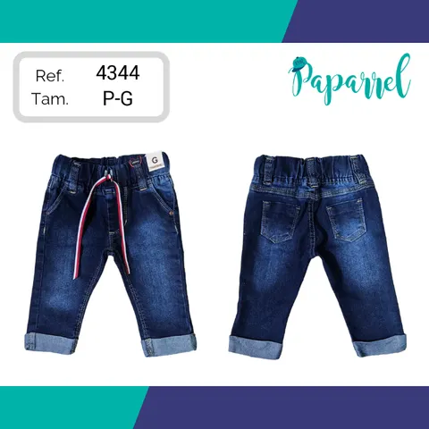 Calça jeans bebê cós elástico P-G REF.4344