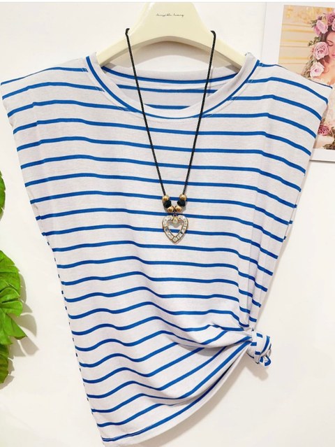 Blusa listrado com ombreiras