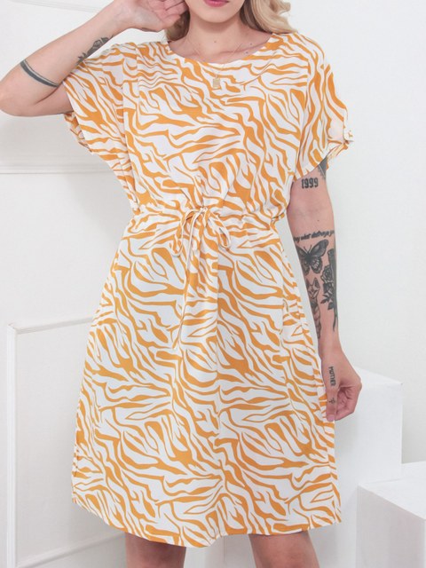 Vestido curto estampado com corda  1837