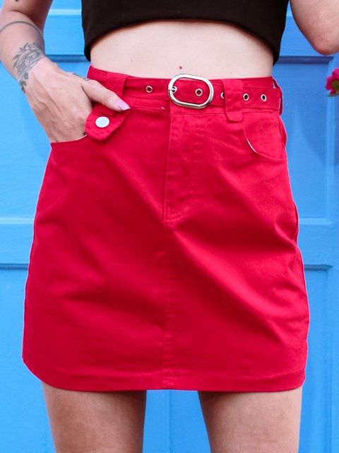 Short saia forrado com cinto 2159