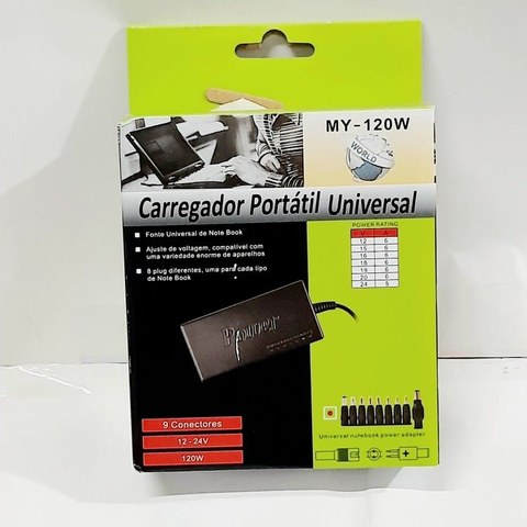 Carregador portátil universal com 9 Plugs   para notebooks