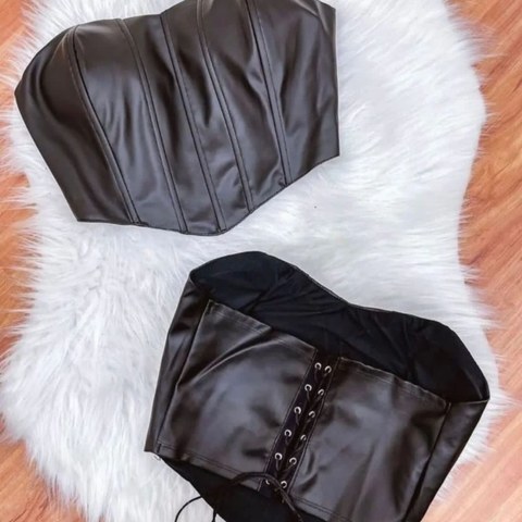 Corselet Couro Fake Doce Apimentada