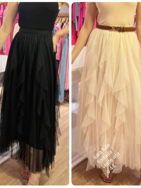 Saia forrada em tule veste até o 44