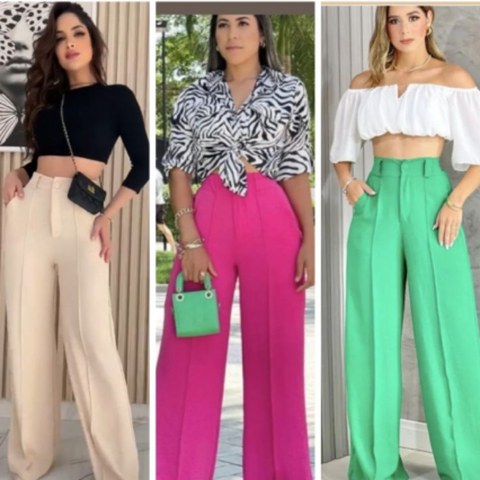 Calça pantalona alfaiataria em duna m g