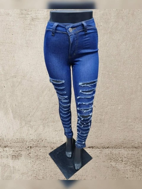 Calça jeans feminina rasgada 8965