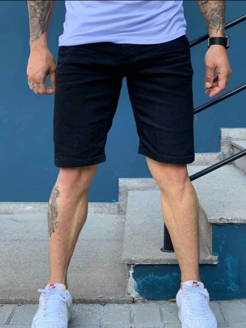 Bermuda jeans masculino lycra preta