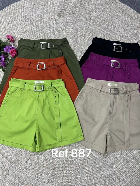 Short sarja elastano com cinto modinho verão