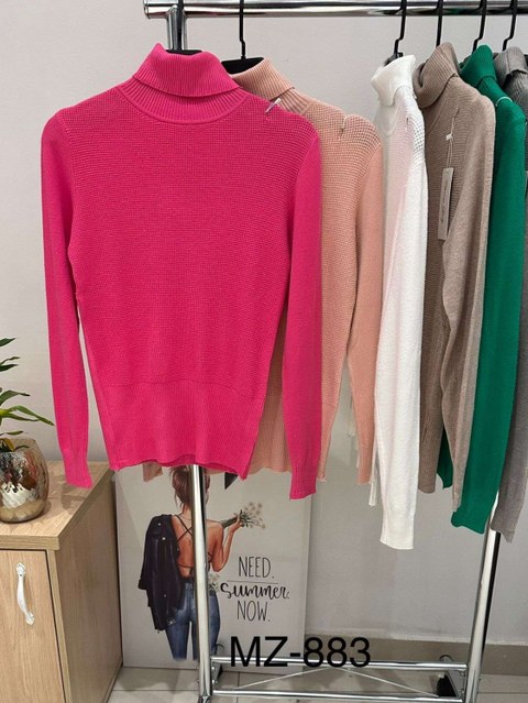 Blusa Feminina Manga Longa Gola Alta Justa Moda Inverno,MZ883
