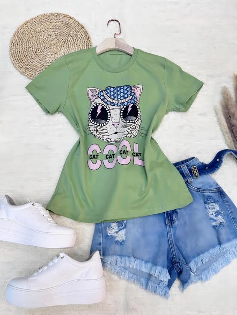 Blusa T-shirt feminina monocromático tecido algodão100%,MAOTOU,J1023