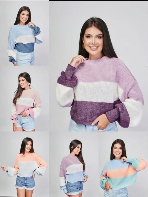 Blusa tricot ombro caído manga princesa