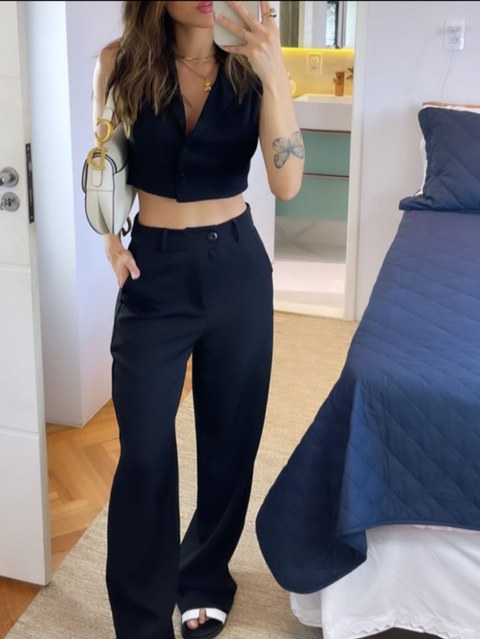 Calça pantalona de alfaiataria 10# FK moda