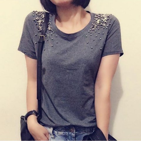 Camiseta com estreia Fk Moda Feminina