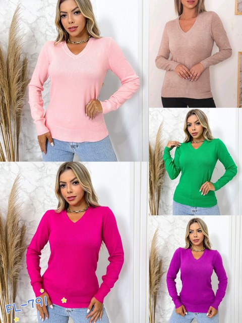 Blusa sueter Gola V de modal promoção 791