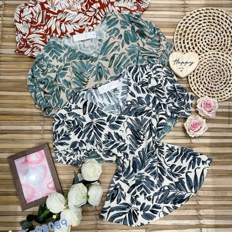 Blusa de crepe manga curta promoção Flora 98089