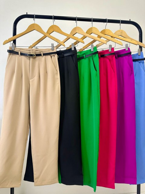 Calça social alfaiataria com cinto promoção 126
