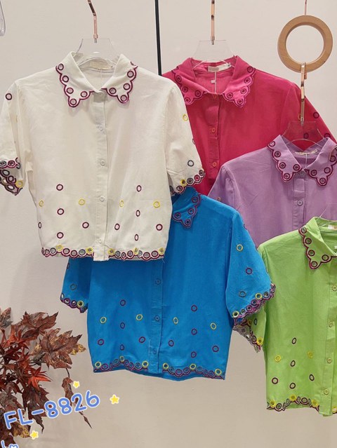 Blusa Cropped de linho bordado importado promoção 8826