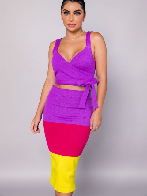 Conjunto mid tricot Tam único