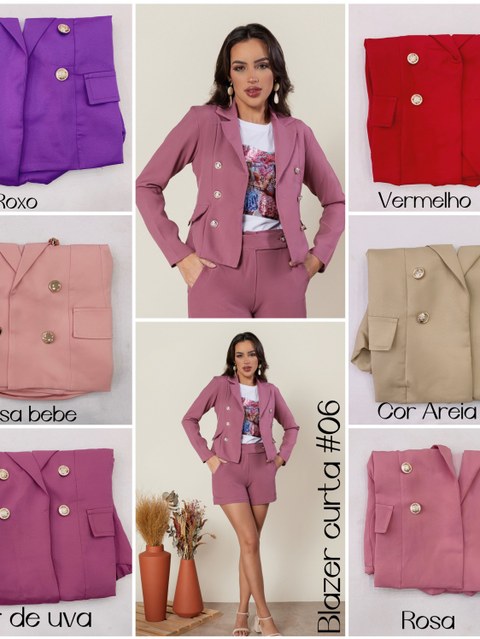Blazer curta alfaiataria feminina com forro #06
