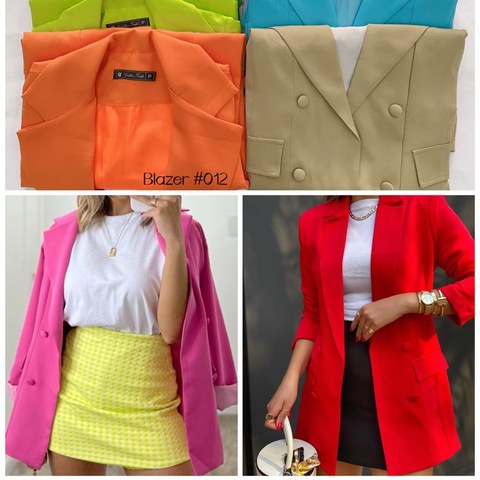 Blazer alongada em alfaiataria forrado #012