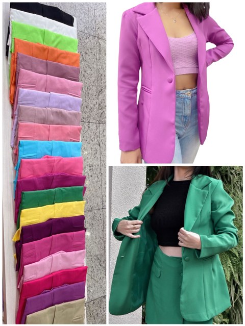 Blazer alfaiataria alongada feminina com forro #015