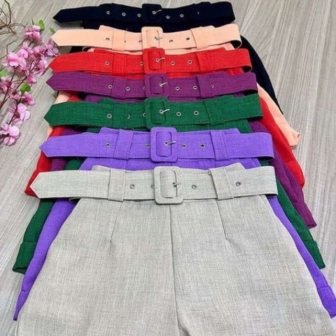 Shorts com Cinto de Linho