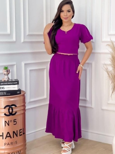Conjunto de saia longa ametista