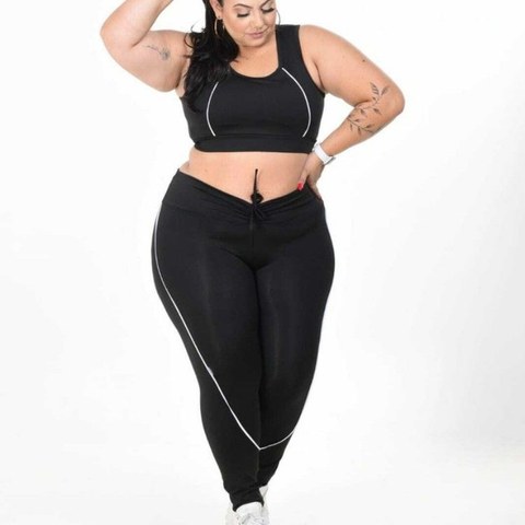 PERFEITO CONJUNTO LEGGING PLUS SIZE VIÉS COM REPUXE