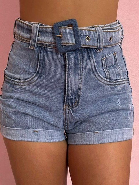 Short jeans sem lycra Barra virada com cinto do 34 ao 44