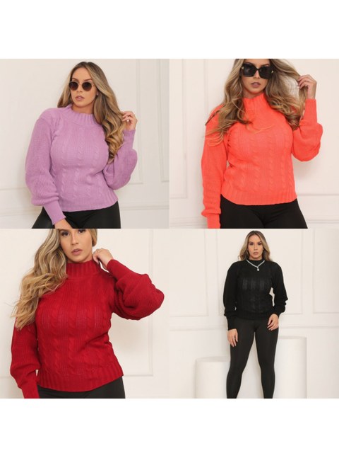 Blusa tricô inverno manga longa