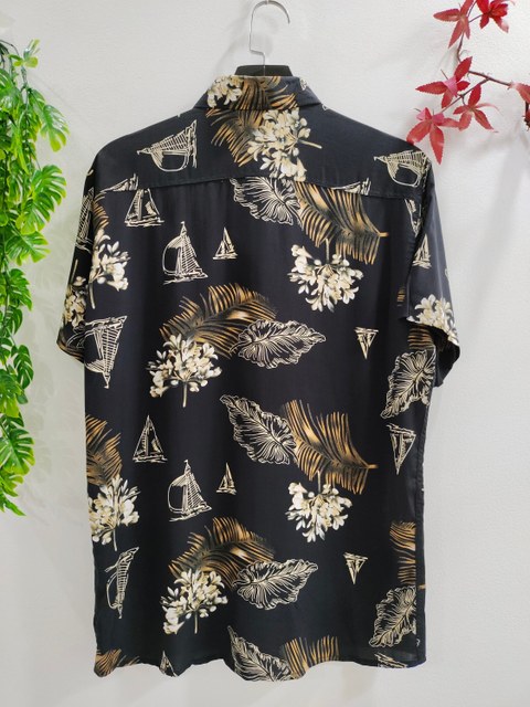 Camisa Floral Havaiana Praia Verão Masculino Manga Curta De Botão Tecido Viscose