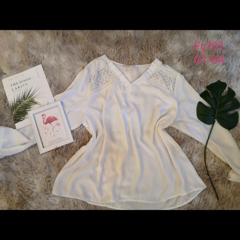 Blusa crepe manga longa plus size FY797