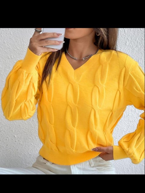 Reposição blusa tricô modal com detalhes de trança